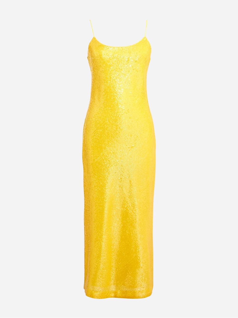 J. Crew Bright Yellow Sparkling Sequin Midi Slip Dress